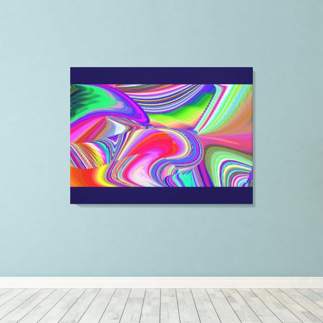 Summerrainbow , Abstract 3D Rainbowart Canvas Print (Insitu(Wood Floor))