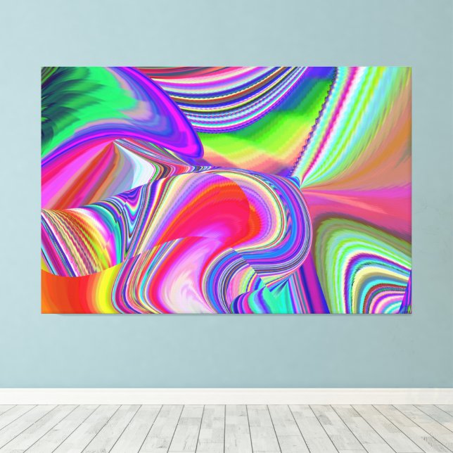 Summerrainbow , Abstract 3D Rainbowart Canvas Print (Insitu(Wood Floor))