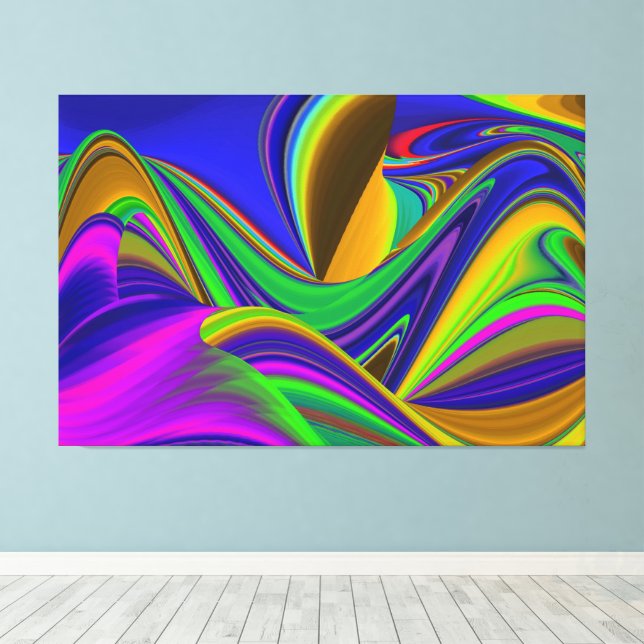 Summerrainbow , Abstract 3D Rainbowart Canvas Print (Insitu(Wood Floor))