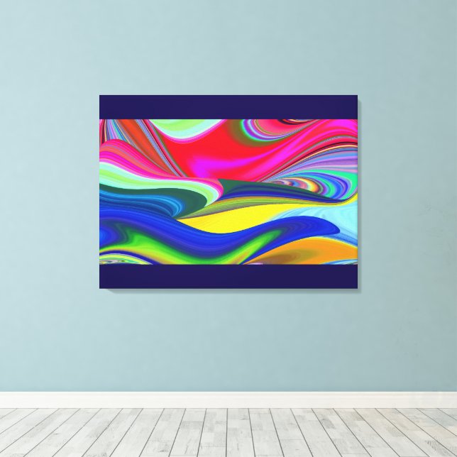 Summerrainbow , Abstract 3D Rainbowart Canvas Print (Insitu(Wood Floor))