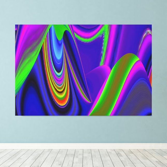Summerrainbow , Abstract 3D Rainbowart Canvas Print (Insitu(Wood Floor))
