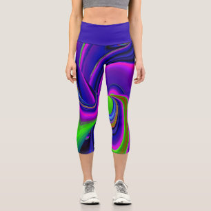 Summerrainbow , Abstract 3D Rainbowart Capri Leggings
