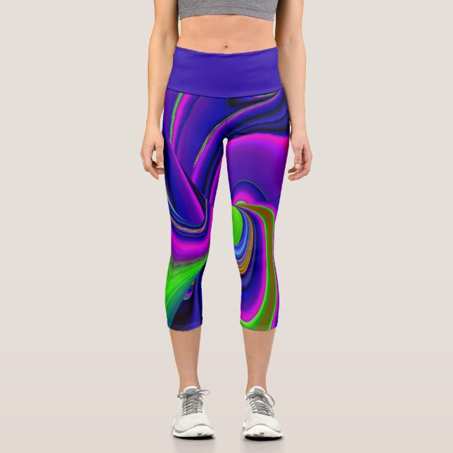 Summerrainbow , Abstract 3D Rainbowart Capri Leggings (Front)