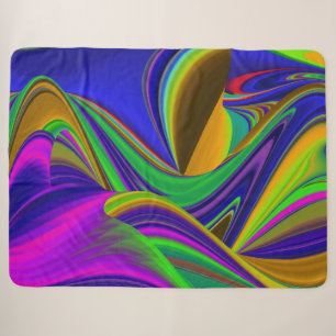 Summerrainbow , Abstract 3D Rainbowart Sherpa Blanket