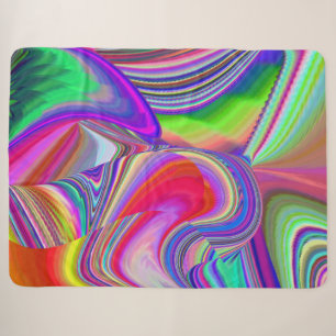 Summerrainbow , Abstract 3D Rainbowart Sherpa Blanket