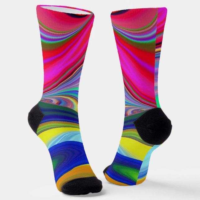 Summerrainbow , Abstract 3D Rainbowart Socks (Angled)