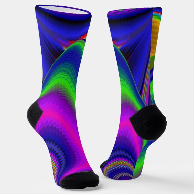 Summerrainbow , Abstract 3D Rainbowart Socks (Angled)