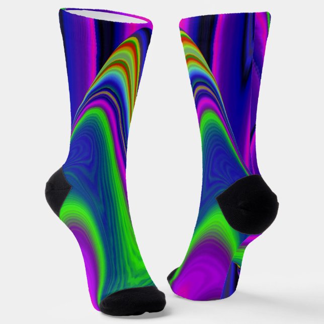 Summerrainbow , Abstract 3D Rainbowart Socks (Angled)