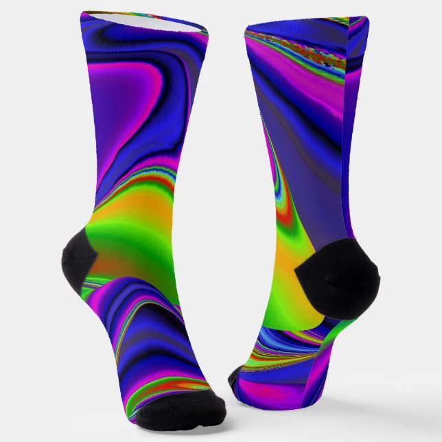 Summerrainbow , Abstract 3D Rainbowart Socks (Angled)