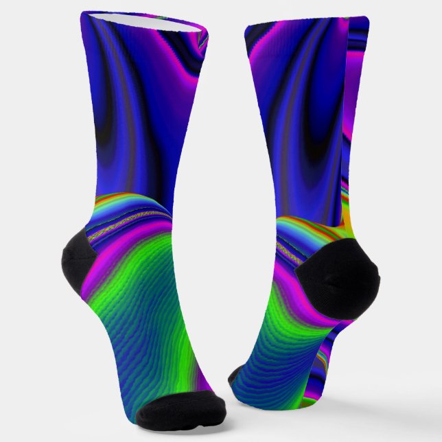 Summerrainbow , Abstract 3D Rainbowart Socks (Angled)