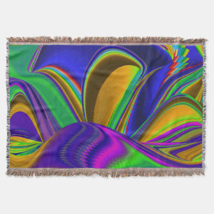 Summerrainbow , Abstract 3D Rainbowart Throw Blanket