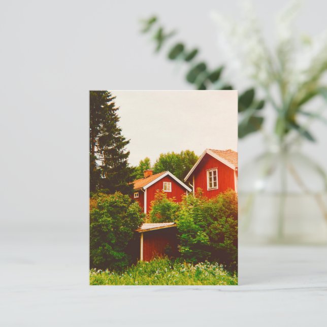 Summer's day in Dalarna Holiday Postcard (Standing Front)