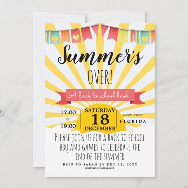 summer's over back to school party invite poster (Front)