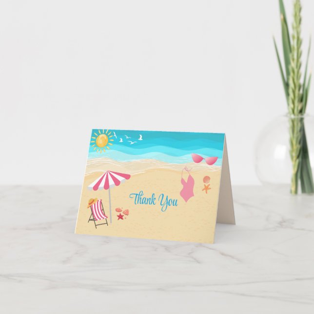Summertime Beach Themed Thank You Card (Front)
