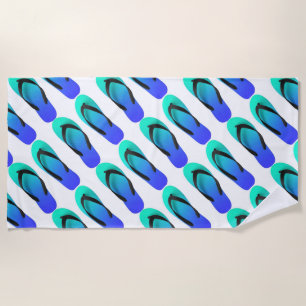 Summertime Blue Flip Flops Beach Towel