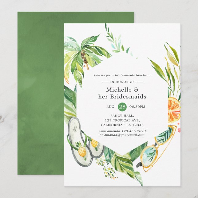 Summertime Bridesmaids Luncheon Invitation (Front/Back)