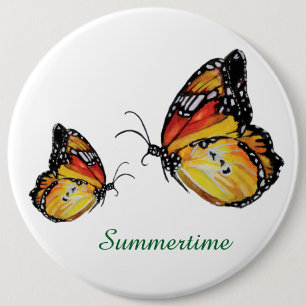 Summertime butterfly drawing Round Badge 6 Inch Round Button