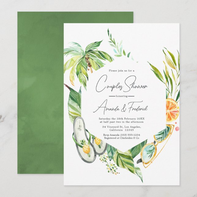 Summertime Couples Shower Invitation (Front/Back)