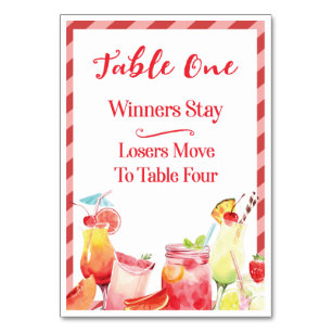 Summertime Drinks Table Card One to Four Bunco