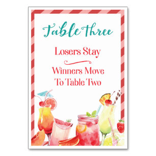 Summertime Drinks Table Card Three Bunco