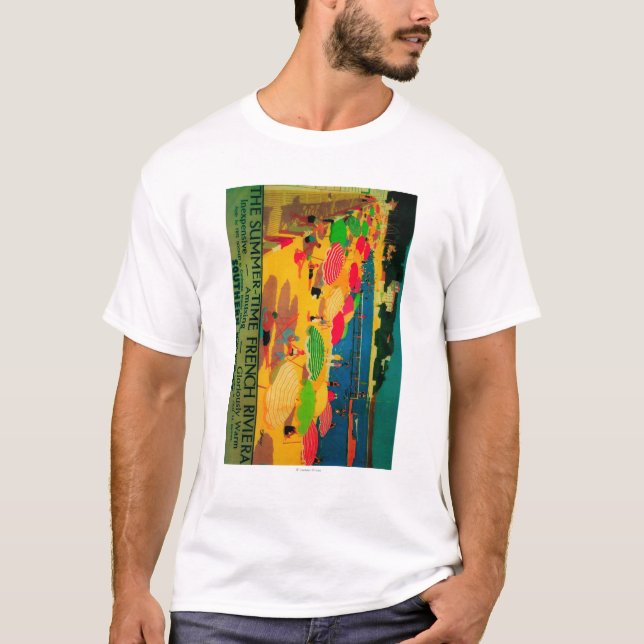 Summertime French Riviera Vintage PosterEurope T-Shirt (Front)