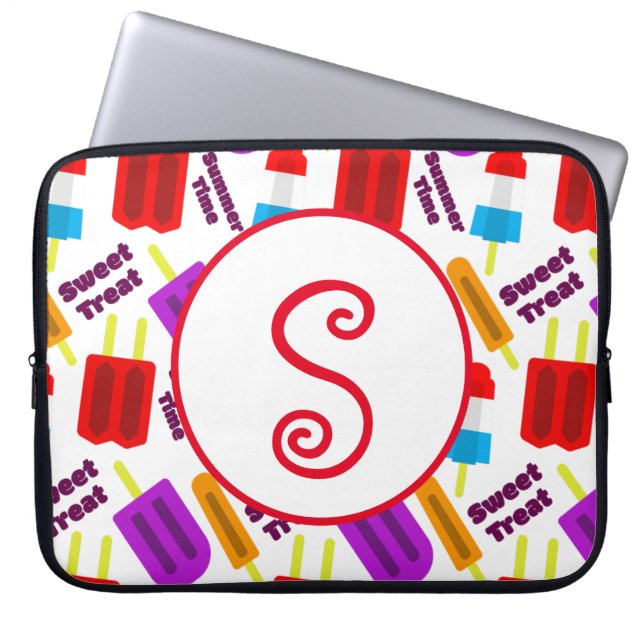 Summertime Frozen Juice Bar Monogram Laptop Sleeve (Front)