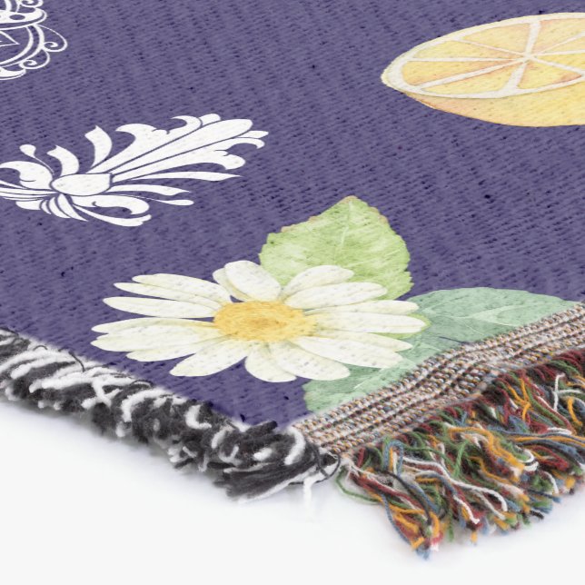 Summertime Lemons Throw Blanket (Corner)