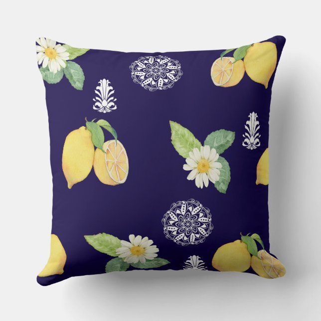 Summertime Lemons Throw Pillow (Back)