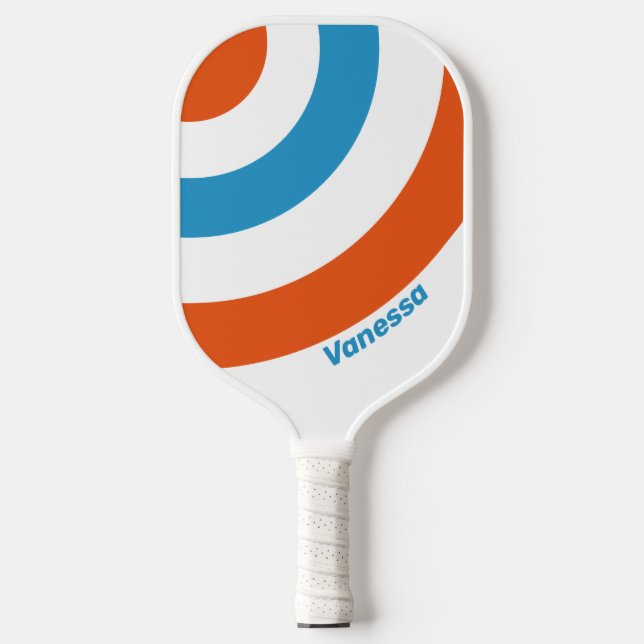 Summertime Nostalgic Circle Stripe with Name Pickleball Paddle (Front)
