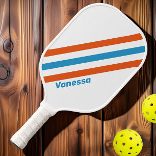Summertime Nostalgic Stripes with Name Pickleball Paddle