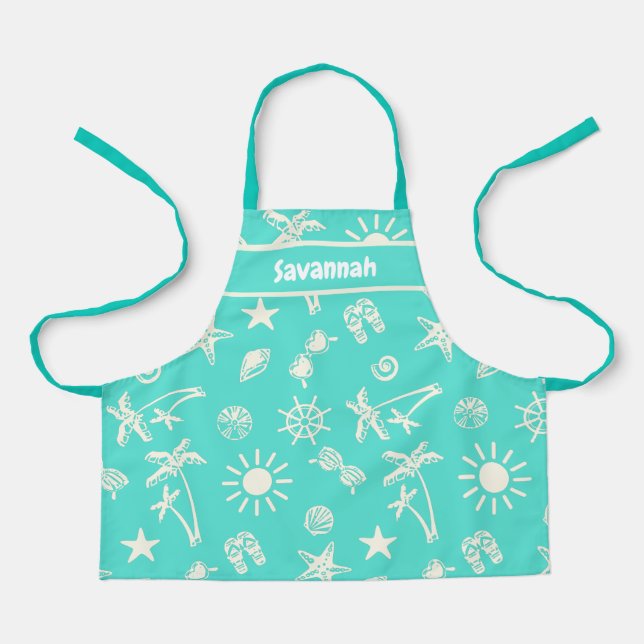 Summertime Pattern Personalized Kids Apron (Front)