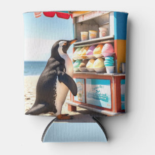 Summertime Penguin At Ice Cream Stand Can Cooler