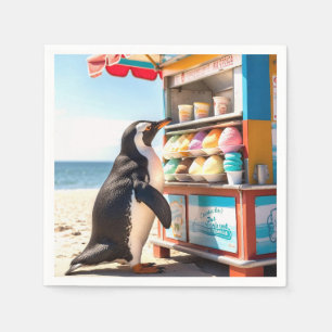 Summertime Penguin At Ice Cream Stand Napkin