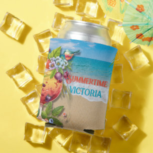 Summertime Personalized Beach Ocean Can Cooler