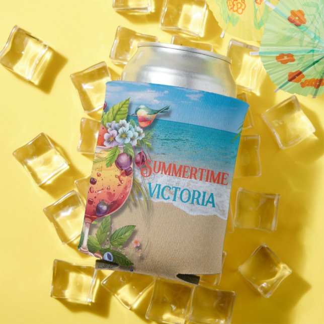 Summertime Personalized Beach Ocean Can Cooler (In Situ Summer)