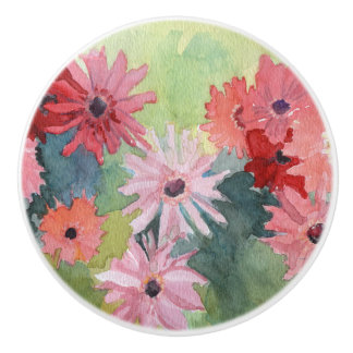 Summertime Pink and Green Ceramic Knob