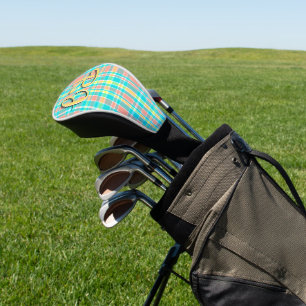 Summertime Plaid Turquoise Pink Yellow White Golf Head Cover