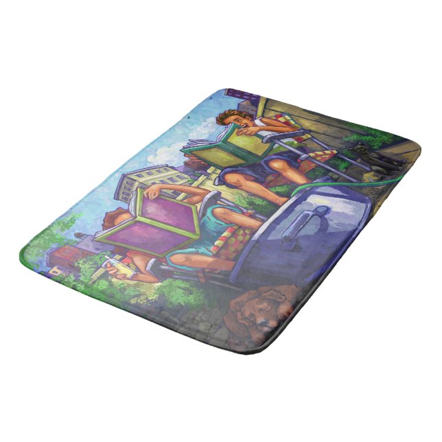 Summertime Reading Art Bath Mat (Angled)