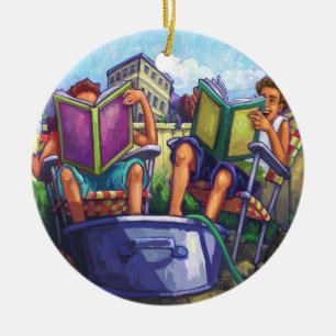 Summertime Reading Ceramic Ornament