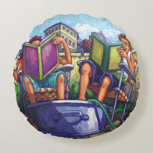 Summertime Reading Round Pillow