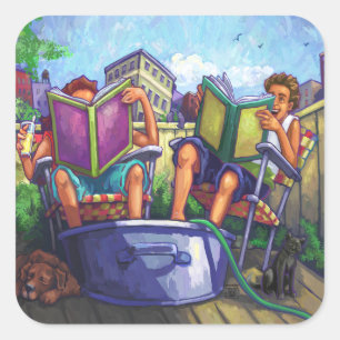 Summertime Reading Square Sticker
