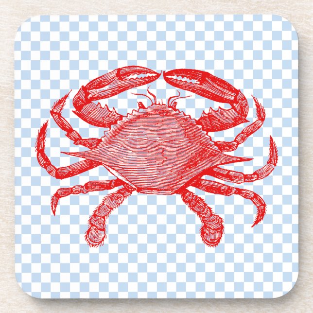 Summertime Seafood Crab Picnic Coasters (Front)