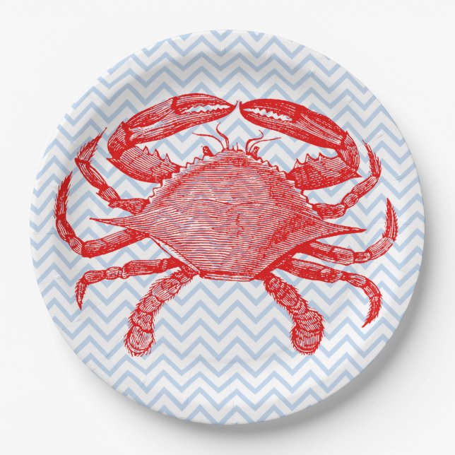 Summertime Seafood Crab Picnic Paper Plate (Front)