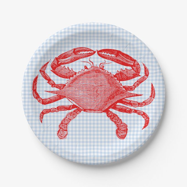 Summertime Seafood Crab Picnic Paper Plate (Front)