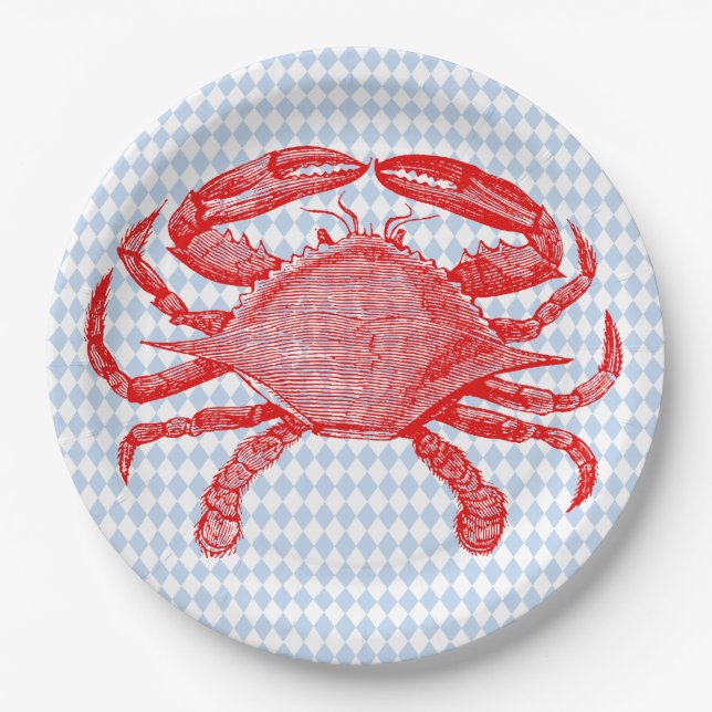 Summertime Seafood Crab Picnic Paper Plate (Front)