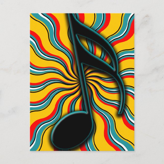 Summertime Semiquaver - 16th note music symbol Postcard (Front)