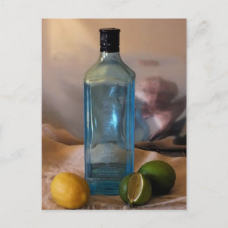 "Summertime" Still Life with Bottle and Citrus Postcard