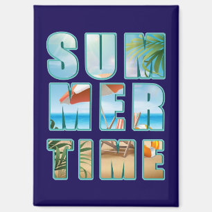 Summertime Text with Big Letters Beach-23430 Magnet