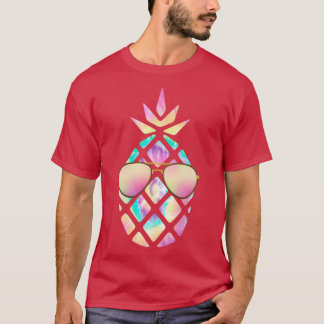 Summertime Tropical Pastel Pineapple with Sunglass T-Shirt