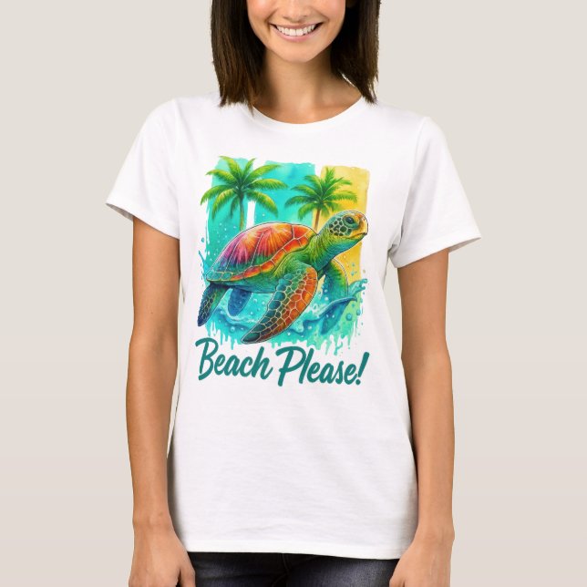 SUMMERTIME TURTLE IN THE OCEAN  T-Shirt (Front)